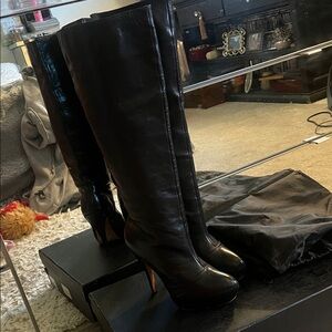 L.A.M.B. Black Knee High Leather Boots